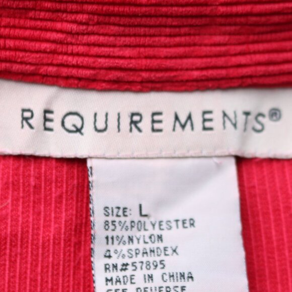 EUC Requirements Red Stretch Corduroy Round Collar Jacket Sz LARGE Box 7 - Picture 7 of 7